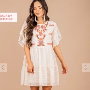 Natural White Embroidered Summer Dress